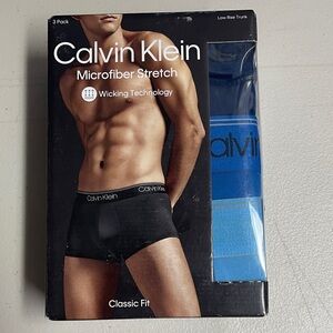 Calvin Klein Black and Blue Boxer Briefs with Signature Waistband